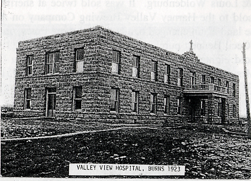 Exterior view of the old Valley View Hospital in Burns, Oregon, 1923
